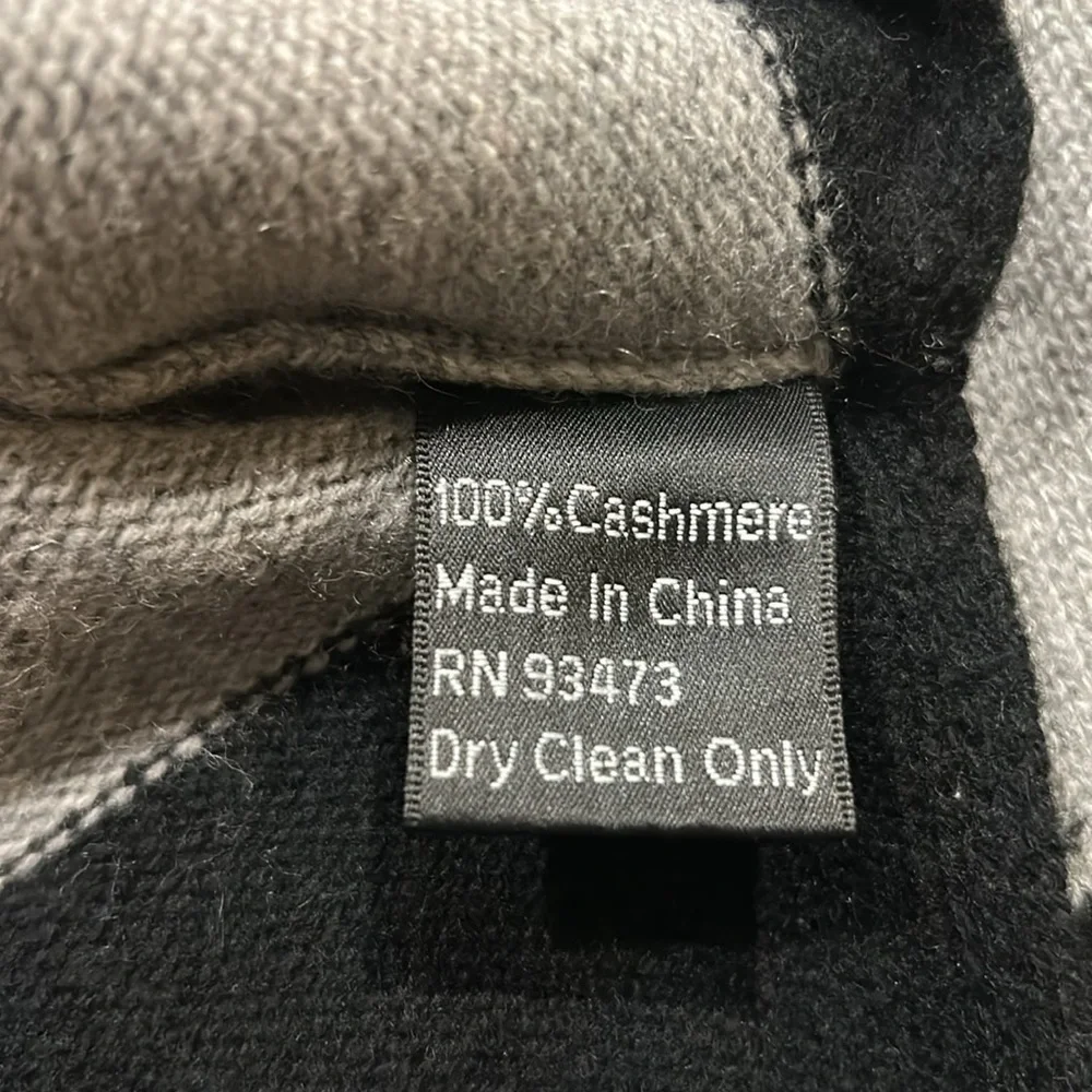 Pure Amici 100% Cashmere Striped Sweater Pullover Soft Gray & Black Small - Picture 6 of 6